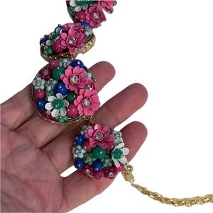 Talbots Multicolor Enamel Sequin Flower Floral Statement Necklace NWT